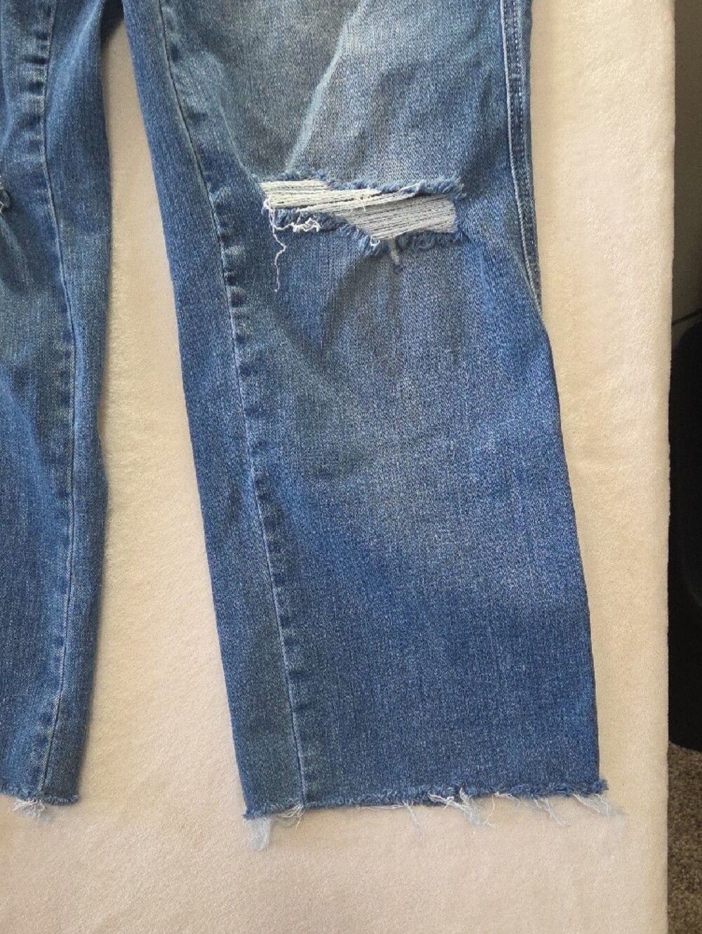 Judy Blue Medium Light Blue Distressed Straight Jeans - Picture 2 of 9